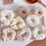 Solid Large Intestine Hair Ring Plush Hair Ring Ladies Lovely Faux Fur Scrunchies Rubber Bands Female Fashion Hair Accessories