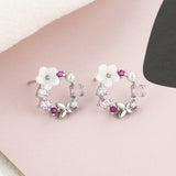 2021 New Korean Colorful Rhinestone Pearl Earrings for Women Charm Butterfly Flowers Shell Stud Earrings Fashion Jewelry Gift daiiibabyyy