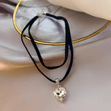 Necklace for Women Short Clavicle Chain Women Crystal Pendant Necklace Elegant Choker Leather Chain Jewelry Wholesale daiiibabyyy