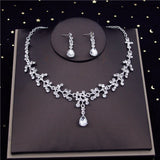 Daiiibabyyy Korean Crystal Bridal Jewelry Sets for Women Bride Tiaras Sets Crown Necklace Earrings Wedding Jewelry Sets