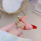 Roman Numerals Personalized Ring Opening Adjustable Rings Jewelry 14K Real Gold Pendant Romantic Glamour Temperament Couple Ring daiiibabyyy