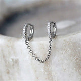 Exquisite Trend Gold Color Ear Pierced Earrings for Women Simple Personality Cz Double Hoop Chain Earrings Engagement Jewelry daiiibabyyy