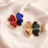 French Vintage Metal Matte Colorful Heart Stud Earrings 2022 Trend For Women Winter Simple Fashion Boucle d'oreille Ear Jewelry daiiibabyyy