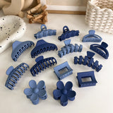 Vintage Klein Blue Hair Clips For Women Simple Geometric Matte Elegant Barrette Crab Hair Claws Hairpins Headwear Hair Accessori daiiibabyyy