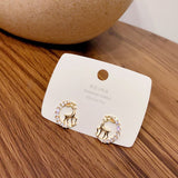 2021 New Fashion Cute Christmas Elk Stud Earrings for Women Temperament Crystal Deer Earrings Girls New Year Party Jewelry Gifts daiiibabyyy