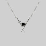 Lost Lady Crossed Swords & Onyx Heart Necklace Fashion Ladies Diamond Pendant Necklace Jewelry Wholesale Direct Sales daiiibabyyy