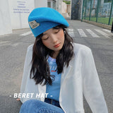 Harajuku Kitted Beret Hats Women Girl's Vintage Artist Painter Hat Winter Autumn Soft Wool Octagonal cap adjust daiiibabyyy