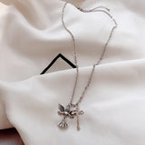 Necklace for Women Angel Wing Cross Necklace Street Hip-hop Neck Chain Lovers Retro Jewelry Accessories Wholesale daiiibabyyy