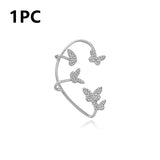 Daiiibabyyy Fashion Elegant Hollow Butterfly Ear Bone Clip for Women Non Piercing Shiny Zircon Ear Cuff Clips Earrings Wedding Party Jewelry