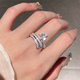 Daiiibabyyy Micro Pave Zircon Twist Star Rings For Women Engagement Wedding Party Jewelry Open Ring Bijoux