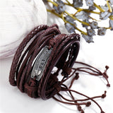 Vintage Black Leather Bracelets For Men Fashion Hollow Triangle Leather Bracelet & Bangles Multilayer Wide Wrap Jewelry 2022 daiiibabyyy