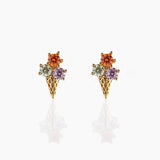 Lost Lady New Ins Inlaid Colorful Zircon Earrings Cute Gold-plated Zircon Stud Earrings For Women Girls Fashion Piercing Jewelry daiiibabyyy