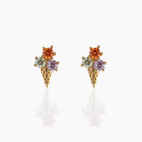 Lost Lady New Ins Inlaid Colorful Zircon Earrings Cute Gold-plated Zircon Stud Earrings For Women Girls Fashion Piercing Jewelry daiiibabyyy