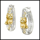 Exquisite Trendy Earring Two Tone Carved Gold Color Cat Dangle Earrings for Women Wedding Party Jewelry daiiibabyyy