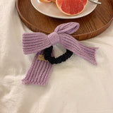 Wool Knitted Fabric Bow Rubber Band Princess Ponytail Headwear Hair Accessories Fashion Sweet Elegant Girl Head Hair Circle daiiibabyyy