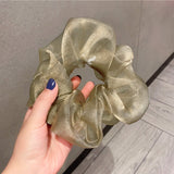 Daiiibabyyy New Net Yarn Hair Scrunchie Solid Color Hair Ties for Women Elastic Hair Ring Girl Ponytail Holder Smooth Hair Accessories