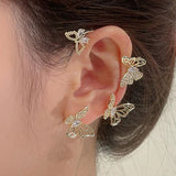Daiiibabyyy Fashion Elegant Hollow Butterfly Ear Bone Clip for Women Non Piercing Shiny Zircon Ear Cuff Clips Earrings Wedding Party Jewelry