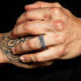 Daiiibabyyy Vintage Ring Man, Stainless Steel Twisted Rope Design Textured Pattern Ring, Men's Jewelry