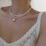 Fashion Multilayer Pearl Necklace for Women Korean Elegant Round Pendant Necklaces Wedding Jewelry Gifts daiiibabyyy