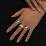 Daiiibabyyy Steampunk Rings Set Flame Heart Opening Gothic Vintage Finger Ring For Women Mens Hip Hop Party Punk Jewelry