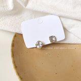 Daiiibabyyy Korean Fashion Female Luxury Crystal Zirconia Earrings Vintage Stone Jewelry Simple Small Stud Earrings For Women Girl Gifts