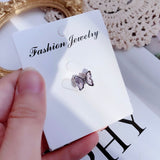 Daiiibabyyy 1Pcs Gradient Crystal Butterfly Stud Earrings For Girl Titanium steel Helix Screw Piercing Ear Bone Nails Tragus Earring Jewelry