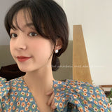 Daiiibabyyy Korean Fashion Female Luxury Crystal Zirconia Earrings Vintage Stone Jewelry Simple Small Stud Earrings For Women Girl Gifts