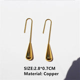 New Minimalist 18K Gold Copper Metal Water Drop Geometric Drop Earrings For Women Lady Party Dangle Jewelry Trendy HUANZHI 2022 daiiibabyyy