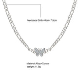 New Necklace Female Fashion Simple Full Diamond Butterfly Sweet Necklace Personality Student Necklace Female Hip-hop Style daiiibabyyy