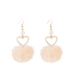 Korean New Fashion Mink Fluffy Pom pom Hairball Imitation Pearl Long Dangle Earrings For Women Trendy Party Jewelry aretes mujer daiiibabyyy