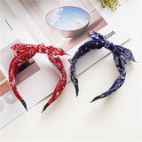 Bow Wide Brimmed Head Hoop For Women Hair Accessories Boho Floral Print Headbands Cross Knot Hair Hoop Vintage Elegant Headwear daiiibabyyy
