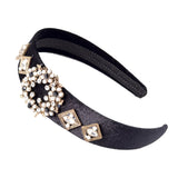Daiiibabyyy INS Korean style of INS Vintage  new retro rhinestone pearl hair hoop wide gold velvet headband female dropshipping headbands