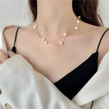 Daiiibabyyy Fashion Fresh Simple Multi-layered Artificial Pearl Chain Necklace For Women Female Vintage Girl Cute Temperament Wild Jewelry