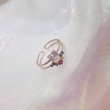 Fashion Delicate Zircon Crystal Shell Flower Heart Rings For Women Fashion Adjustable Rings Sweet Moon  Micro Pave Party Gifts daiiibabyyy