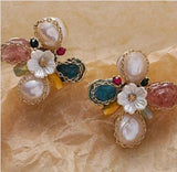 New Trendy Cute Sweet Crystal Flower Stud Earrings for Women Girl Charm Elegant Pearl Flower Birds Earring Wedding Party Jewelry daiiibabyyy