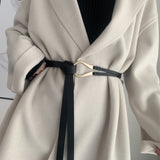 Fashion Leather Women Belt High Quality Designer Metal Buckle Waist Strap All-match Lady Dress Coat Sweater Decorative Waistband
