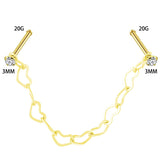 Double L Shape Nose Chain Heart Nose Piercing Chain 20G Straight Ball Nose Chain Zircon Piercing Nariz Pircing Septum Nez daiiibabyyy