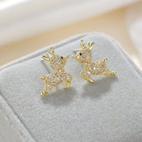 New Stylish Crystal Christmas Elk Stud Earrings For Women Fashion Zircon Deer Earring Girl New Year Party Jewelry Christmas Gift daiiibabyyy