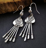 Retro Silver Color Long Tassel Pendant Earrings Fashion Bohemian Antique Women's Imitation Pearls Flower Drop Earrings Jewelry daiiibabyyy