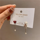 Fashion Full Red Crystal Heart Funny Cute Bear Dangle Earrings Ear Jewelry For Women Girls Korean Drop Earrings daiiibabyyy