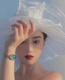 Daiiibabyyy Sun Hat Organza Ladies Yellow Flower Elegant Church Hats Women Summer Spring Stylish Lightweight Hawaiian Beach Hat