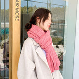 Kitted Long Winter Scarves For Women Scarf Blanket Cashmere Soft Shawl Hand knitting Scarf Solid Color Thicken Warm Scarf Girls daiiibabyyy