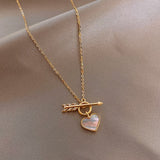 Women Necklace Shell Heart Pendant Necklace for Women Sweet Gift Fashion Jewelry Accessories daiiibabyyy
