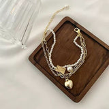 Elegant Natural Pearl Bow Gold Suit Detachable Bracelet For Woman New Korean Fashion Jewelry Lady Sweet Temperament Bracelet daiiibabyyy