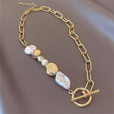 2022 New Korean Round Buckle Necklace Necklace Bracelet Female, Female Party Accessory Gift Gold Pearl Women for Necklace