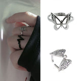 Open Adjustable Punk Ring Girls Stylish Vintage Harajuku Gothic Rings All-match Style Korean Retro Pretty Hollow Butterfly Rings daiiibabyyy