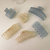 Korean Ins Elegant Hair Accessories Geometric Barrettes Simple Blue and White Hair Claws Transparent Frosted Hair Clip