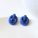 HUANZHI 2021 New S925 Blue Vintage Paint Geometric Irregular Folds Stud Earrings for Women Girls Travel Jewelry Gifts daiiibabyyy