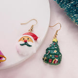 Asymmetry Acrylic Resin Christmas Earrings Cartoon Santa Claus Snowman Xmas Tree Drop Earrings Female Christmas Gifts Jewelry daiiibabyyy
