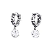 Trendy Silver Color Women Hip Hop Punk Earrings Metal Retro Smiley Face Pattern Drop Dangle Earrings for Women Party Jewelry daiiibabyyy